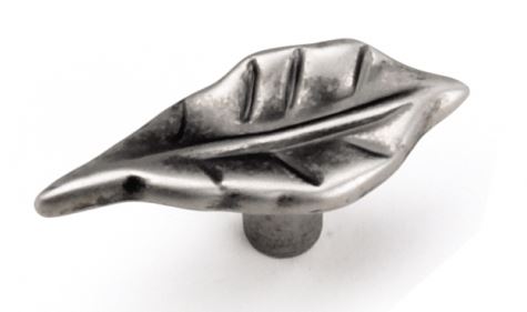 2" KNOB LEAF ANTIQUE PEWTER