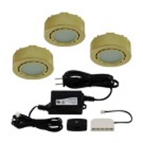 LED 3 PUCK KIT, POL-BRASS