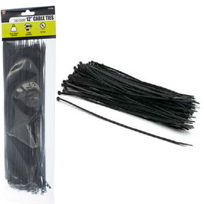 12"x3.6mm CABLE TIE BLACK 100pc