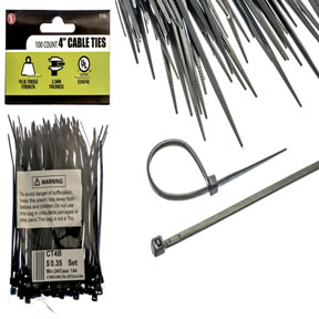 4"x2.5mm BLACK CABLE TIES 100pc
