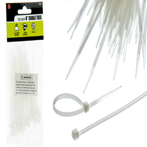 4"x2.5mm CABLE TIES NATURL 100pc