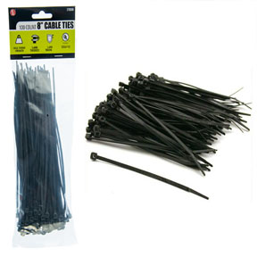 8"X3.6mm CABLE TIES BLACK 100pc