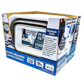 SMALL CLLPSBLE LNDRY BSKT WH/GRY