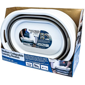 MED CLLPSBLE LNDRY BSKT WH/GRY