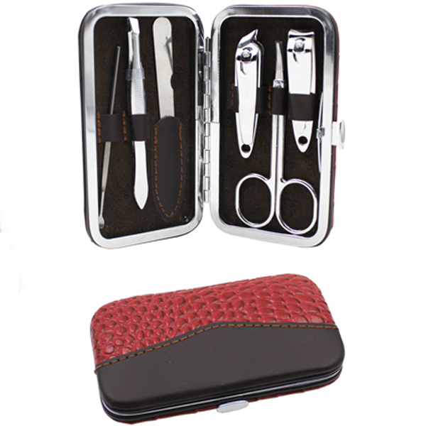 MANICURE SET W/ CASE 6PC RED
