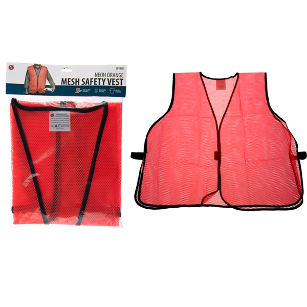 SAFETY VEST MESH ORNGE FITS-ALL
