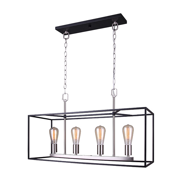 ROY 4LT BLK BRSH NCKL CHANDELIER