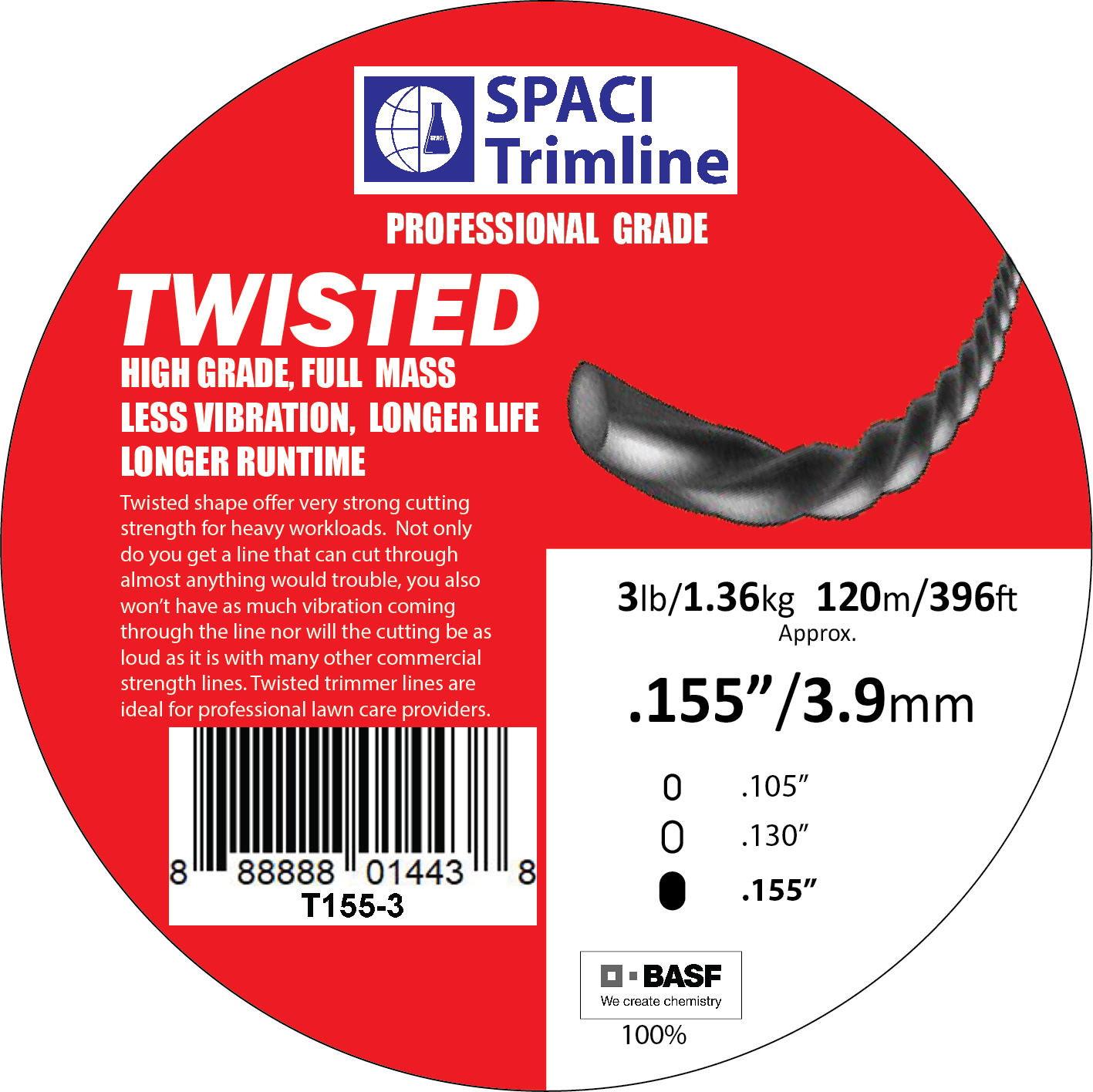 .155x3# TWISTED TRIMMER LINE