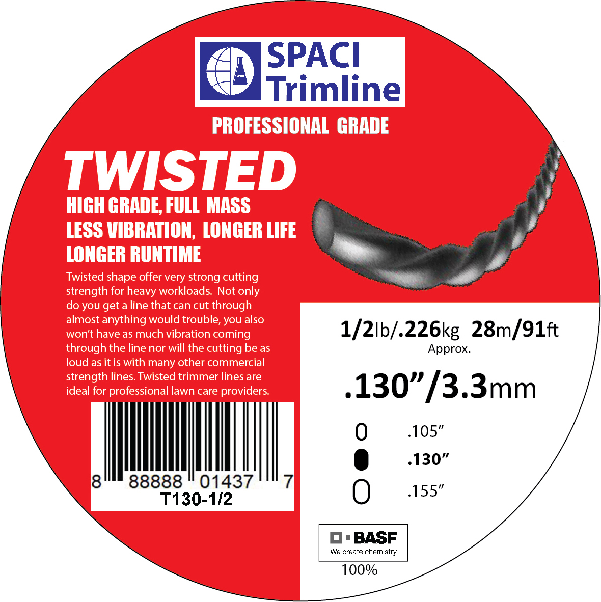 .130x1/2# TWISTED TRIMMER LINE