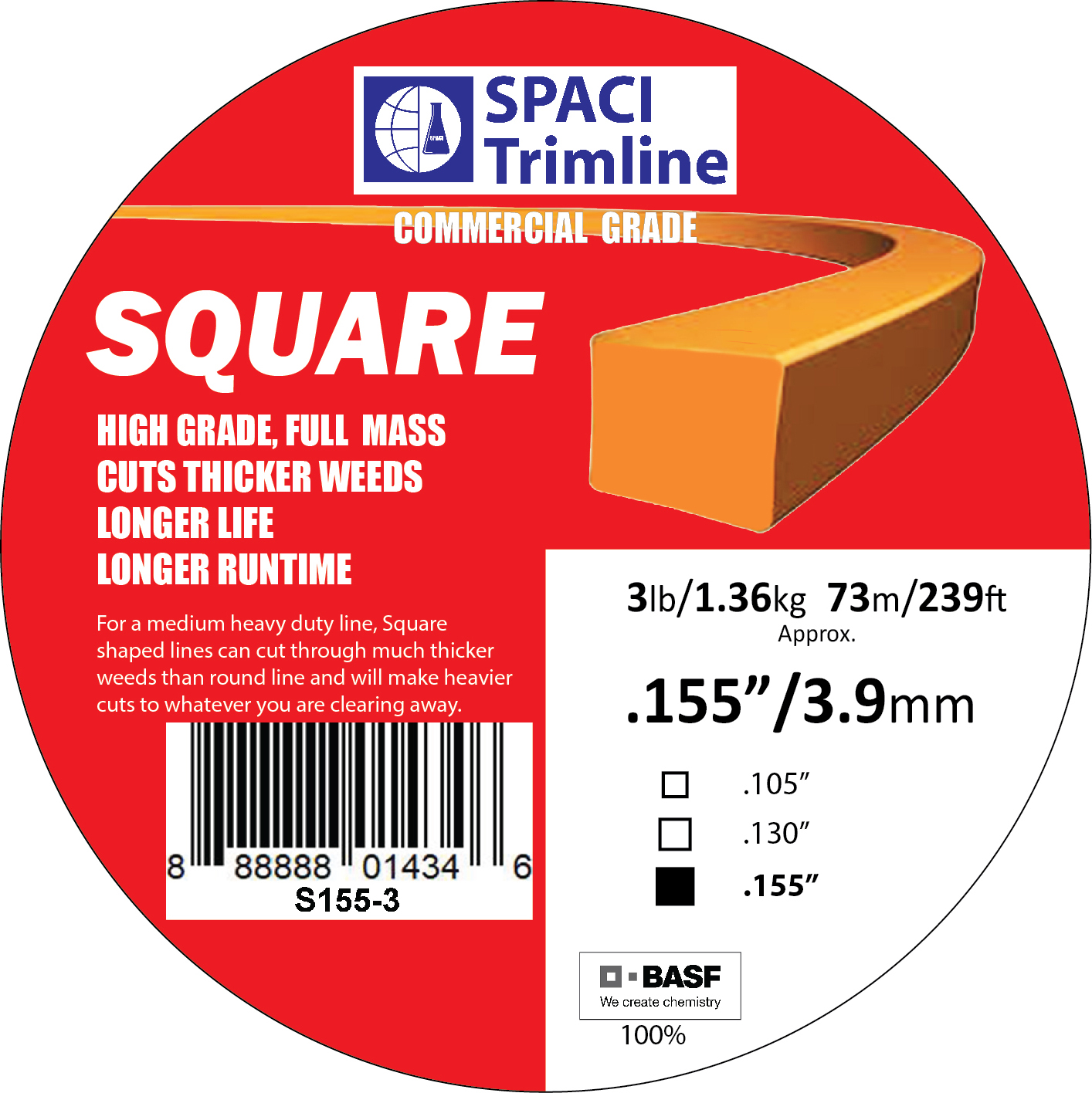 .155x3# SQUARE TRIMMER LINE