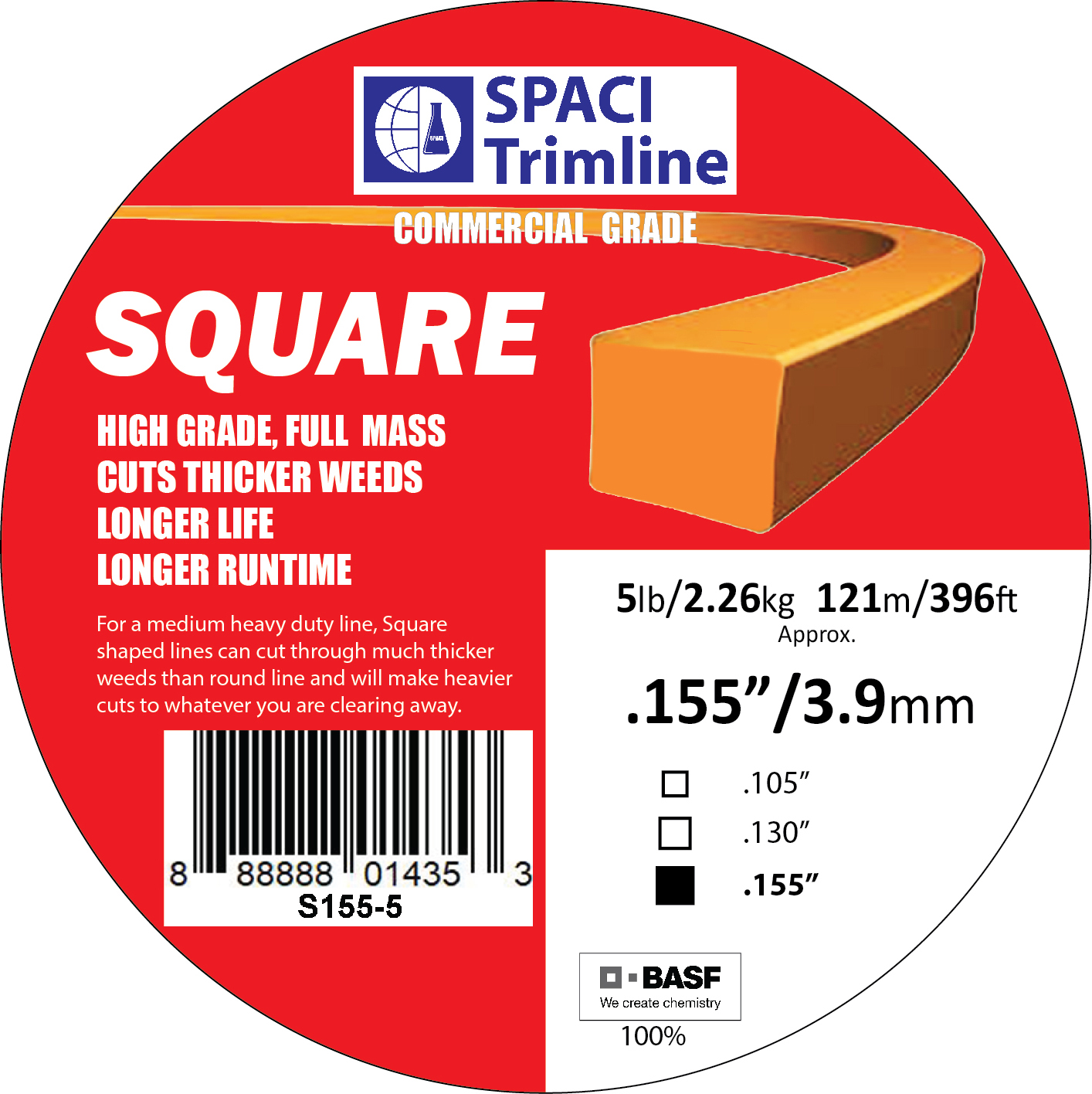 .155x5# SQUARE TRIMMER LINE