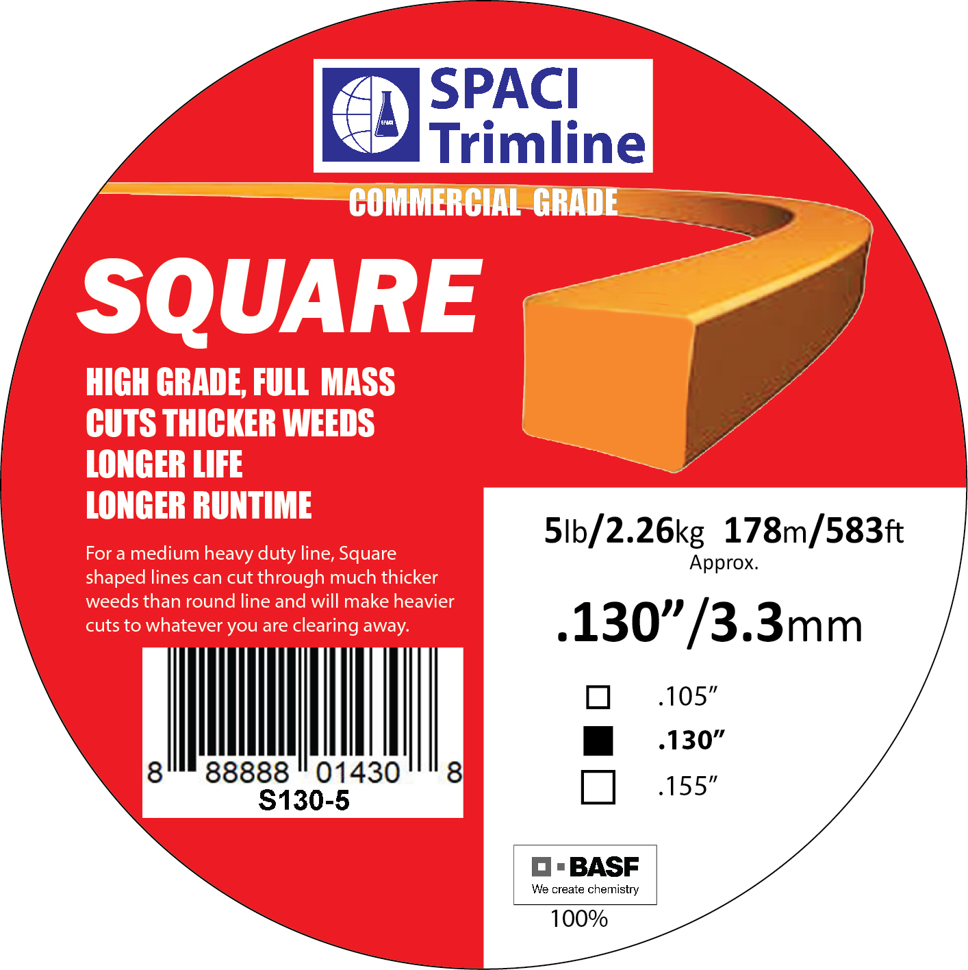 .130x5# SQUARE TRIMMER LINE