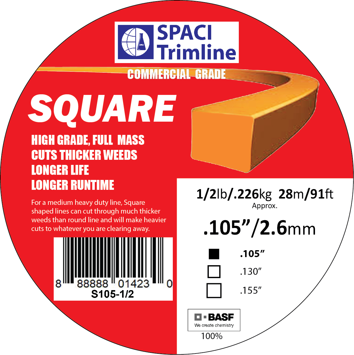 .105x1/2# SQUARE TRIMMER LINE
