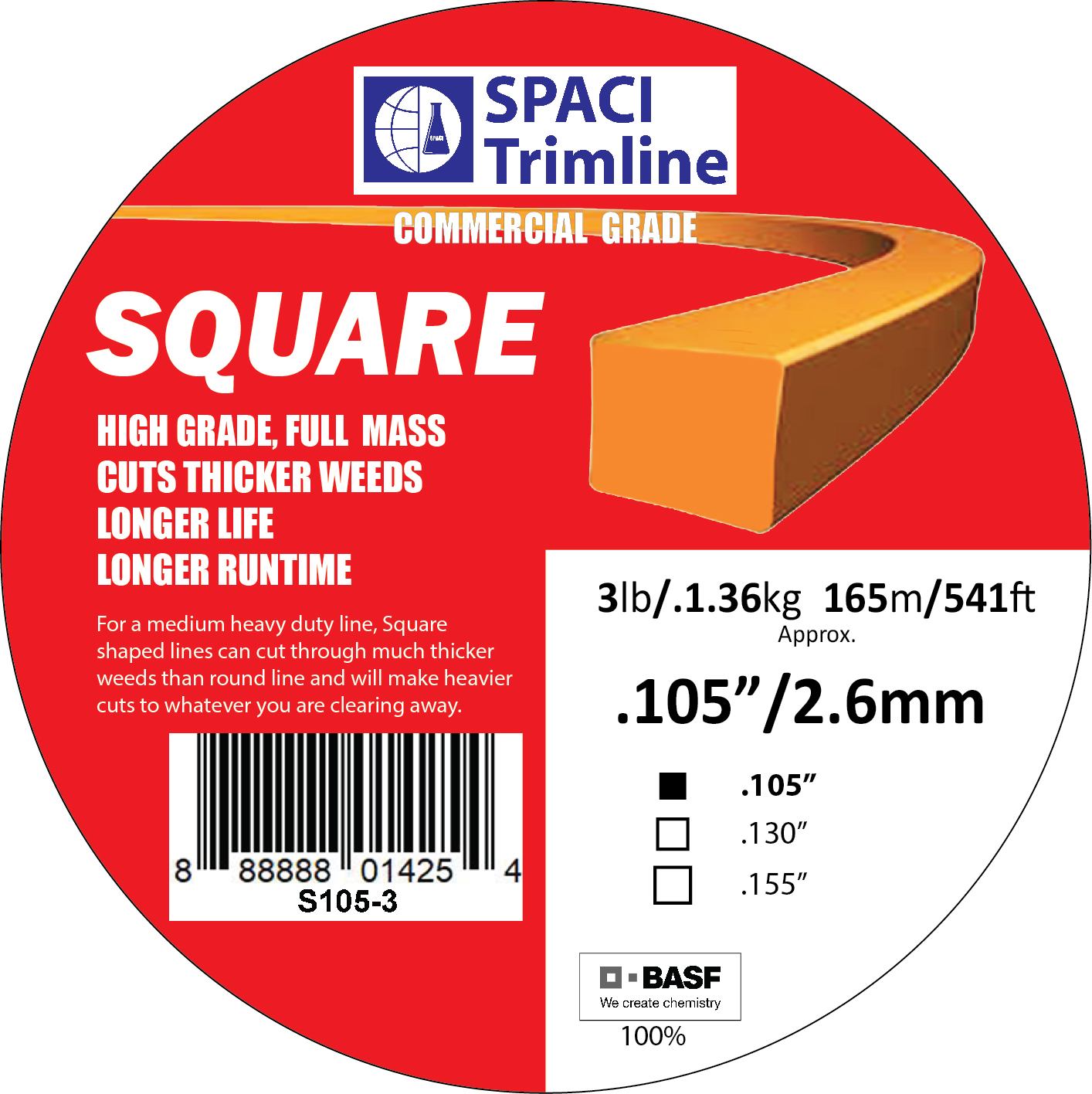 .105x 3# SQUARE TRIMMER LINE