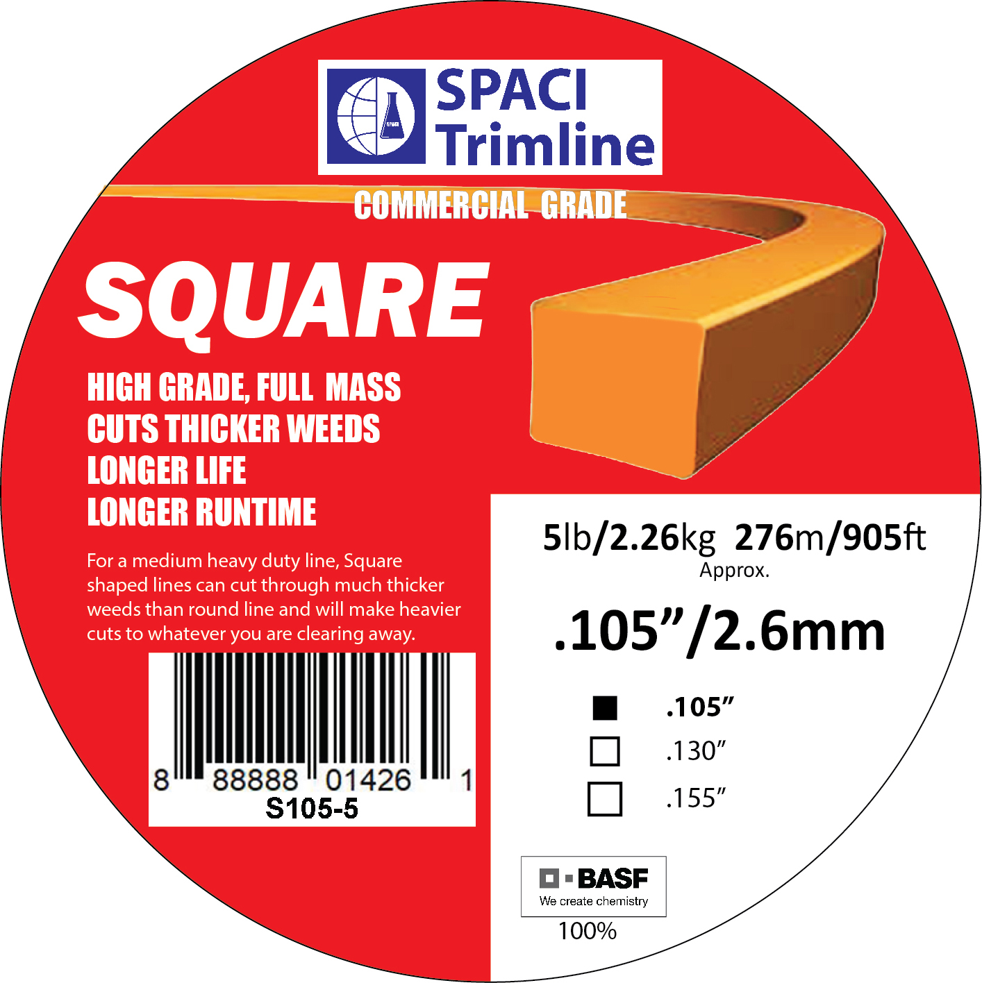 .105x 5# SQUARE TRIMMER LINE****