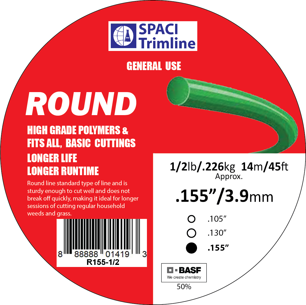 .155x1/2# ROUND TRIMMER LINE