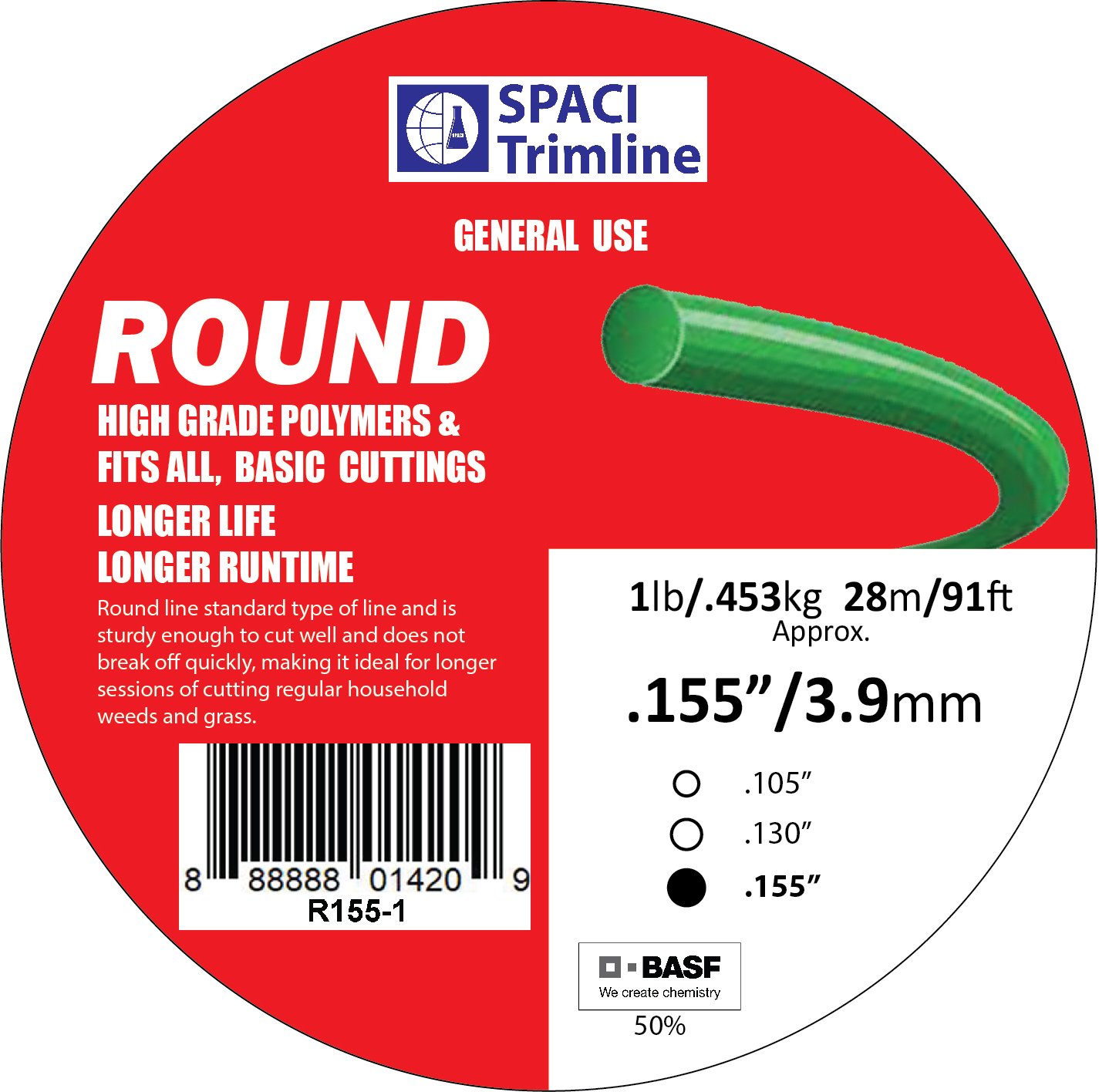 .155x1# ROUND TRIMMER LINE