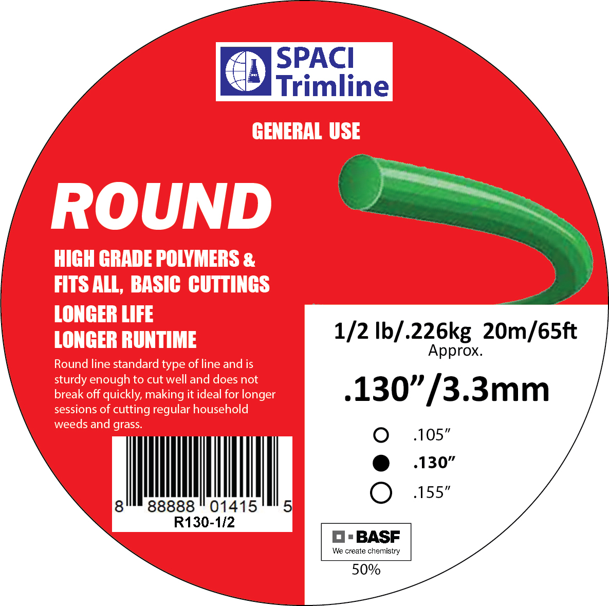 .130x1/2# ROUND TRIMMER LINE****