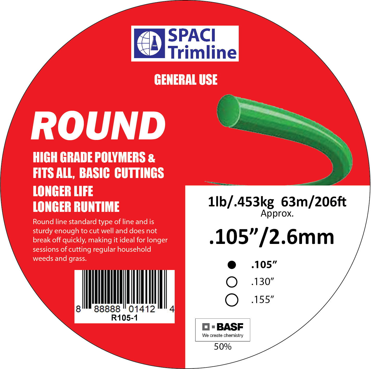 .105x1# ROUND TRIMMER LINE