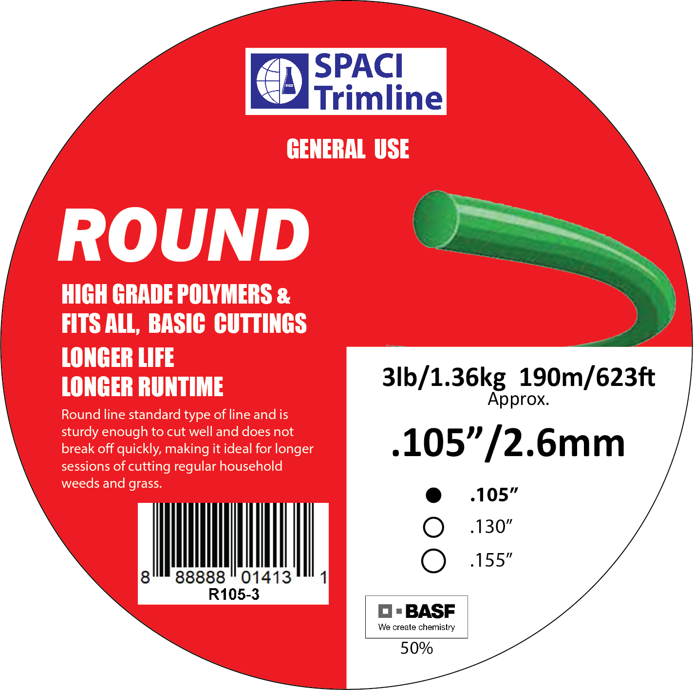 .105x3# ROUND TRIMMER LINE