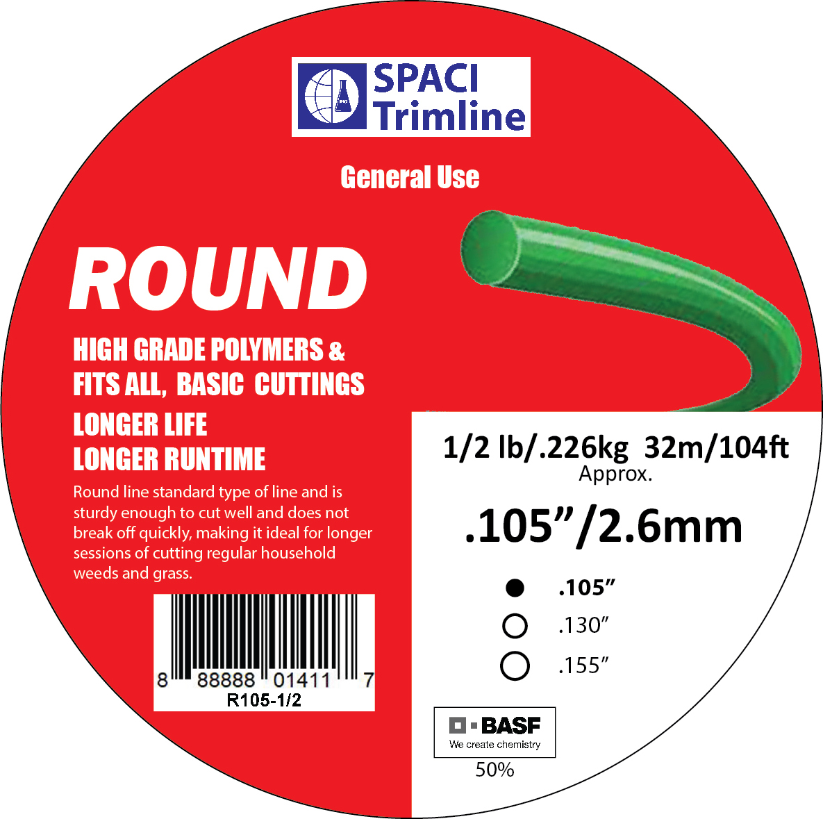 .105x1/2# ROUND TRIMMER LINE