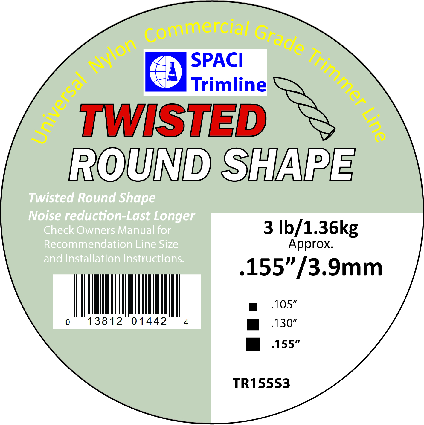 .155x3# TWISTED TRIMMER LINE