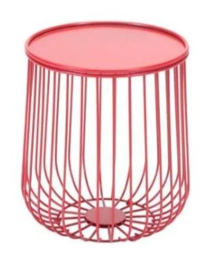 CAGE WIRE SIDE TABLE-RED