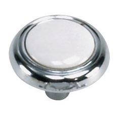 KNOB CHROME & WHITE PORCELAIN