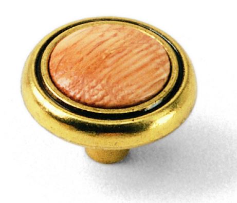 1 1/4" KNOB OAK/LIGHT BRASS