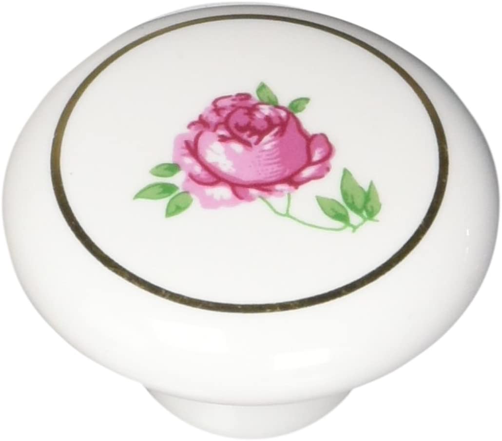 CERAMIC BALL KNOB1 1/2" WHTROSE