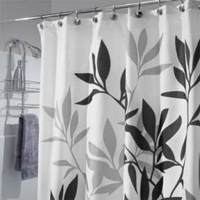 LEAVES SHWR CURTAIN BLK/GRAY